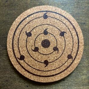 Naruto Rinne Sharingan Laser Engraved Cork Coaster